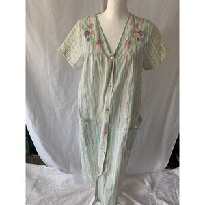 Elegant Emily Floral House Dress Nightgown Blue Orange White Maxi Mens Medium